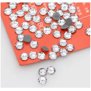 16-facet flatback rhinestones AB white crystal gems for DIY nail art dance dress decoration.