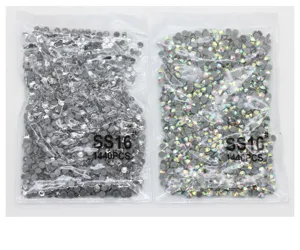 Flatback crystal rhinestones detail shot, 16-cut faceted diamond stones for DIY crafts and nail art.