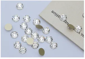 Flatback glass rhinestones for nail art and phone case DIY decoration with sparkling multi-cut facets.