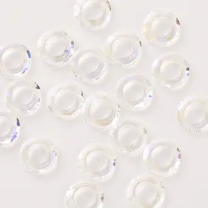 Crystal angel ring rhinestones, 10mm hollow round DIY jewelry pendant beads for nail art crafting.