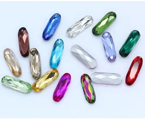 Piedras de estrás de cristal ovaladas largas y puntiagudas para decoración de zapatos y bolsos DIY.