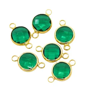Crystal Double Sided Round Bezel Double Loop Charms DIY Jewelry Making Pendants For Earrings