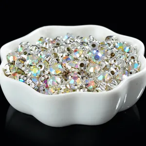 Single claw hand-sewn glass rhinestones round crystal rhinestones for DIY wedding dress decor