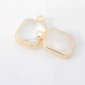 Gold bezel square crystal pendant for DIY necklace bracelet earring handmade jewelry making