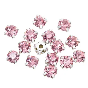 3-10mm rosa Strasssteine zum Aufnähen mit Silberkrallen für Kleidung Taschen Handwerk.