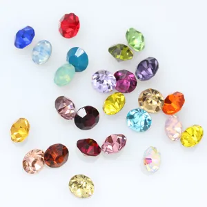 Large Pointed Back Round Glass Rhinestones Colorful Crystal Diamond Nail Art Phone Case DIY Craft Jewelry Decoration