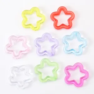 Colorful 30mm transparent acrylic star charms, perfect for DIY keychains and jewelry making.