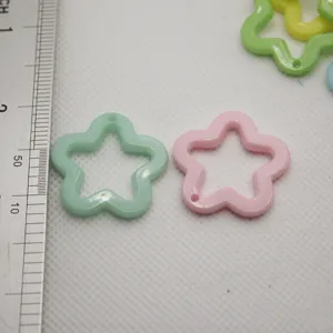 Acrylic Five-Pointed Star Plum Blossom Beads Transparent Solid Mixed Color Loose Beads For DIY Keychain Jewelry Making