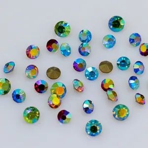 Colorful AB Plated Flatback Glass Rhinestones Nail Art Gems DIY Phone Case Craft Decorative Crystal Rhinestone Accessories