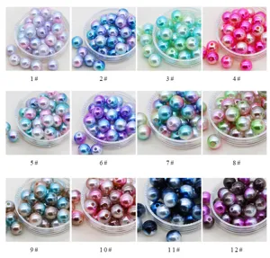 Perle di imitazione perle sfumate colorate forate in ABS per nail art e fai da te