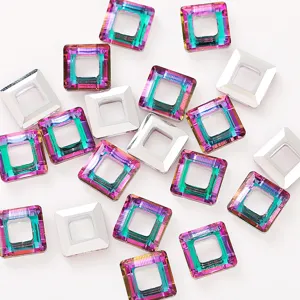 10mm square hollow rhinestone nail art crystals DIY pendant necklace bracelet jewelry accessories