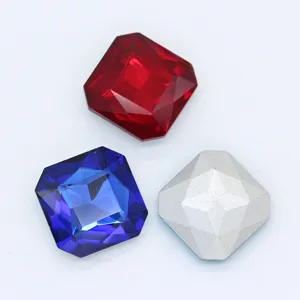 Colorful square glass rhinestones for nail art and clothing decoration DIY projects.