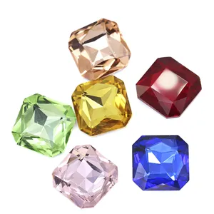 Colored square glass rhinestones for nail art and clothing decoration, 6-color crystal gems.