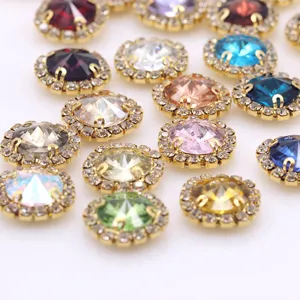 Glaskristall Strass Aufnähbare Perlen Mit Kupfer Krallenfassung Runde Satelliten Strasssteine Für Basteln Kleidung Haarschmuck DIY Schmuck Zubehör