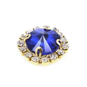 Blauer Kristall Strass Krallen Fassung Basis für DIY Kleidungsstücke Kunsthandwerk 1Stk
