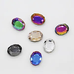 6x8mm oval mirror glass rhinestones for stunning 3D nail art decorations and crafts.