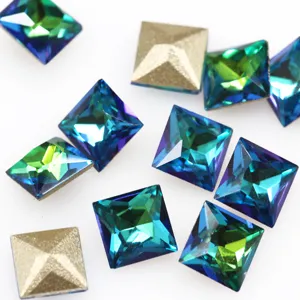 Phantom Blue Chameleon Glass Rhinestones Iridescent Pointed Back Crystal Gems For Nail Art DIY Bridal Craft Decoration Accessories