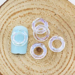 10mm iridescent ring rhinestone charms for nail art and DIY jewelry making, stunning sparkle.
