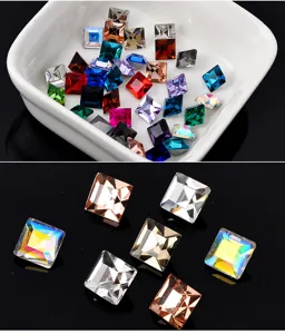 Strass en cristal carré pour la conception d'ongles et la décoration de bijoux de bricolage.
