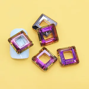 10mm square hollow crystal nail art rhinestones DIY jewelry making charms pendants.