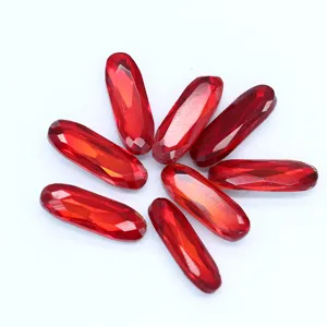 Strass de vidrio cristal ovalado largo rojo para manualidades DIY, zapatos y bolsos accesorios
