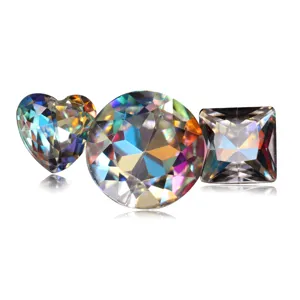 Bunte AB Glas Nagel-Strasssteine facettierte Kristall-Edelsteine fuer Nagelkunst-Deko.