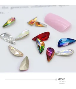 Strass para uñas de alas de ángel coloridos y decoraciones de manicura de circonio