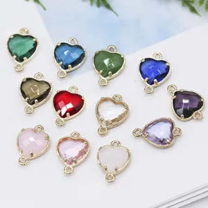 Wholesale heart-shaped crystal glass metal bezel charms for DIY handmade necklaces earrings