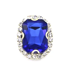 Langer achteckiger Kristall Glas Strass Krallenbohrer DIY Kleidung Haar Zubehör Ansicht.