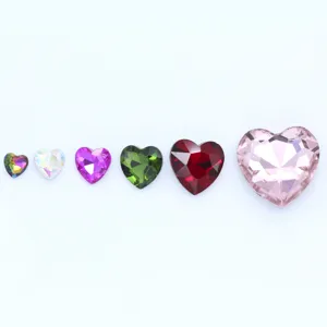Crystal glass heart pointed back rhinestones DIY craft gems colorful diamond accessories