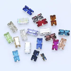 Long Strip Sew On Rhinestones With Silver Claw Setting Crystal Glass For Wedding Dress DIY Garment Craft Sewing Accessories