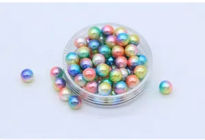 Bunte Farbverlauf ABS Perlen runden Perlen Detailansicht für DIY Schmuckherstellung und Füllung.