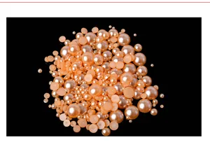 Détails de perles plates couleur pêche assorties pour nail art et décorations artisanales.
