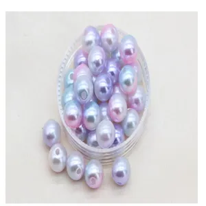 Perle di imitazione forate in ABS, perle sirena sfumate colorate per bricolage e nail art.