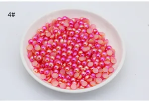 ABS flat half-round gradient mermaid pearls for DIY phone case and nail art decor detail.
