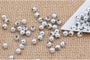 Silver ABS plastic loose beads for DIY jewelry making and garment accessories, 4-8mm sizing.