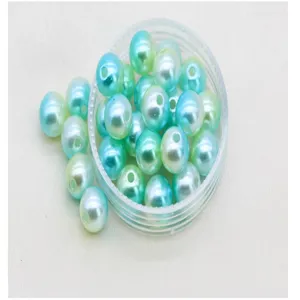 Perle di imitazione forate ABS colorate sfumate artificiali per nail art e gioielli fai da te.