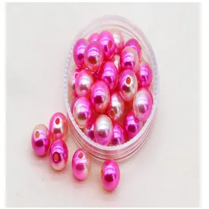 Perle finte rosa con foro, finitura perlata sfumata per nail art e creazioni fai da te.