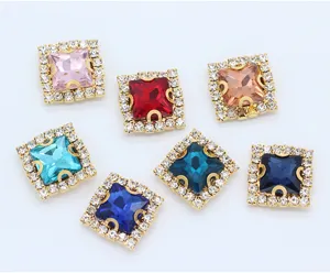 12mm square rhinestone claw buttons glass crystal DIY craft garment sewing apparel accessories