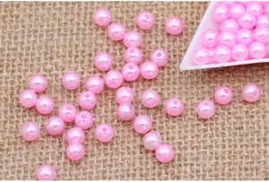 Pink ABS plastic imitation pearl beads, round craft beads for DIY jewelry and clothing accessories.