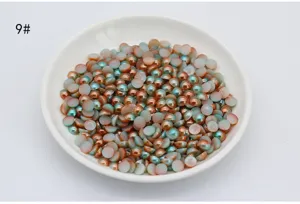 ABS flat bottom semi round gradient mermaid pearls for DIY phone case and nail art decor