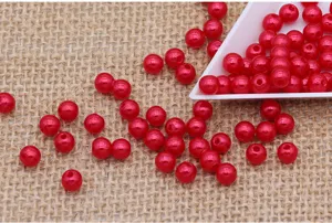 Red ABS plastic imitation pearl loose beads for DIY jewelry making and garment accessories