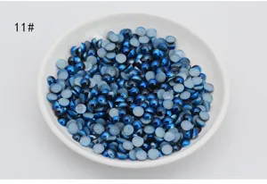 Blue gradient flatback half round pearls detail shot for DIY nail art and phone case decoration