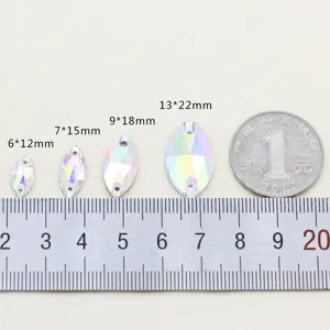 Marquise glas strass stenen platte achterkant om te naaien in meerdere maten voor DIY kleding