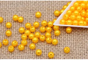 Wholesale 4-8mm yellow ABS plastic imitation pearl loose beads for DIY jewelry crafts