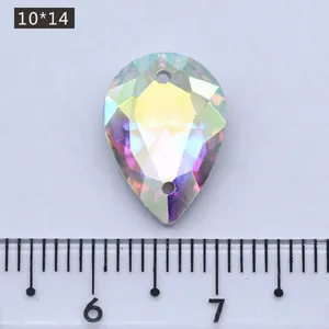 DIY teardrop glass crystal rhinestones 10x14mm colorful sewing stones for dress garment