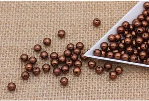 Brown ABS imitation pearl beads, round double-hole loose beads for DIY garment accessories.