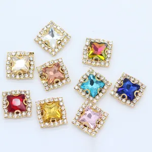 12mm Square Claw Rhinestone Flatback Glass Crystals for DIY Clothing Shoes Dress Decor