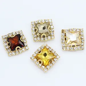 Square rhinestone claw buttons 12mm DIY craft crystals for sewing clothes dress decor main image