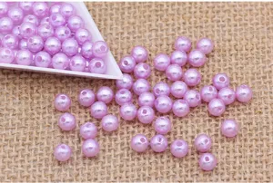 Purple plastic imitation pearl loose beads, double hole round DIY craft garment accessories.